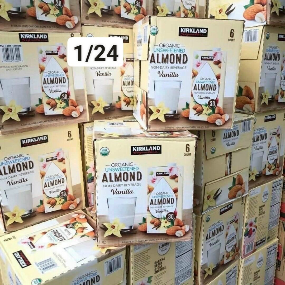 6 hộp sữa hạnh nhân Kirkland Signature Organic Unsweetened Almond Vanilla