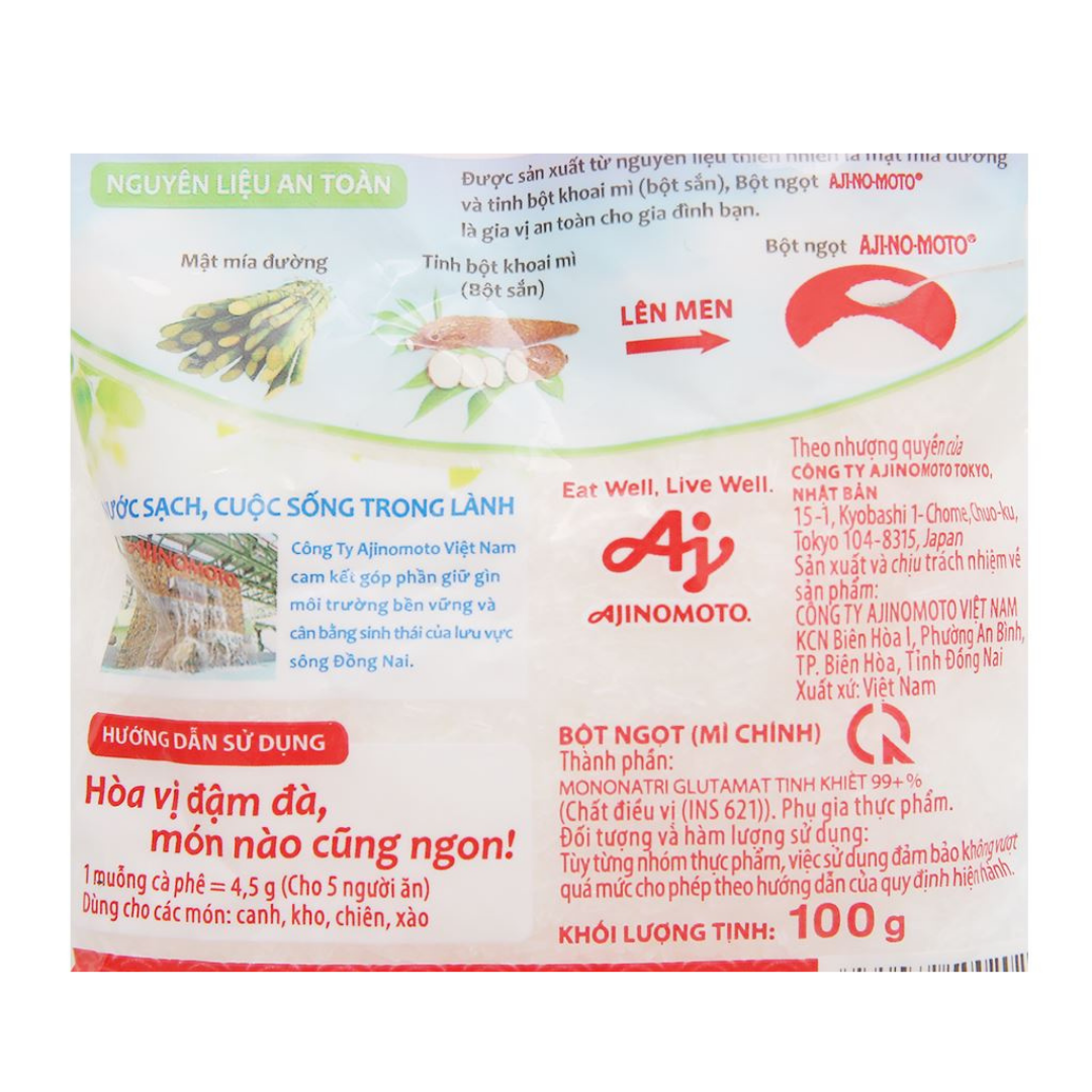 Bột ngọt Ajinomoto gói 100g hạt lớn