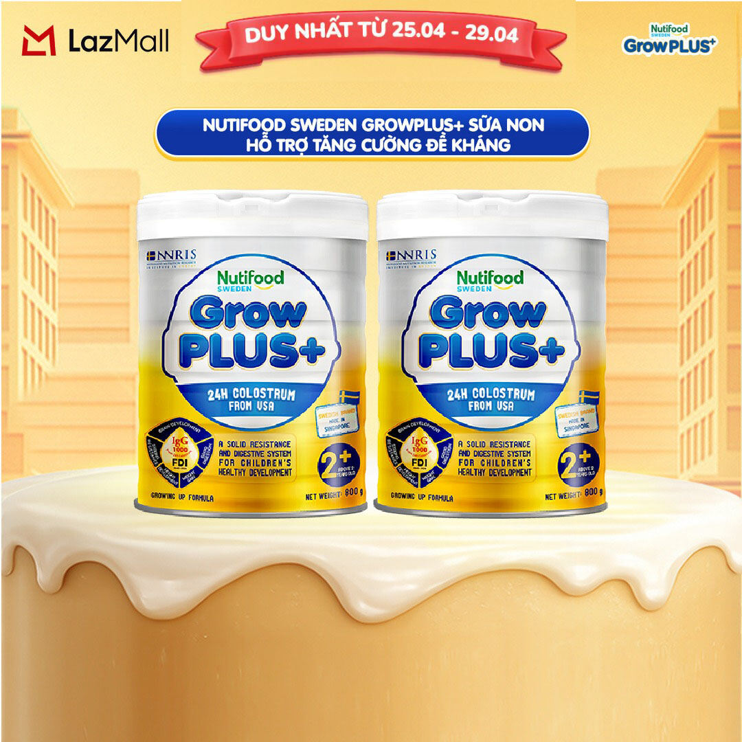 Combo 2 Sữa non GrowPLUS+ (vàng) - Hỗ trợ tăng cường đề kháng trên 2 tuổi Singapore tăng cường hệ miễn dịch và hấp thu chất dinh dưỡng (2lon x Lon 800g) - Grow Plus+