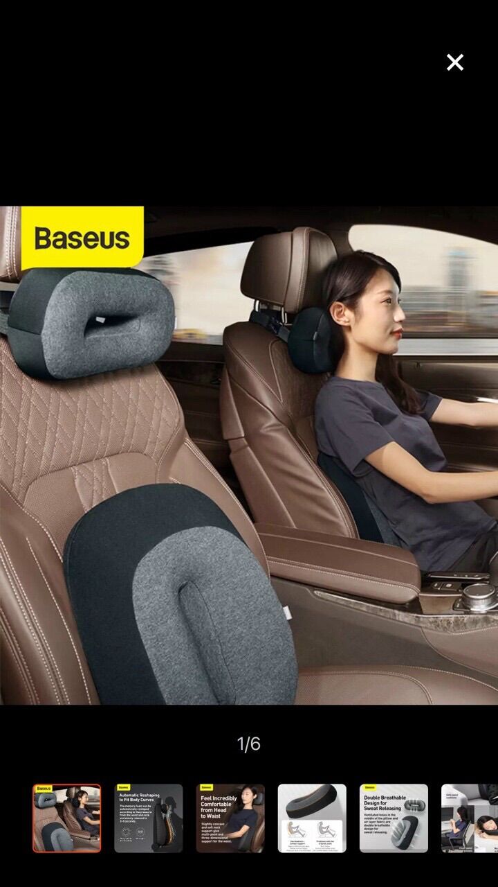 Gối tựa lưng và tựa cổ cao su non trên ô tô hàng chính hãng Baseus