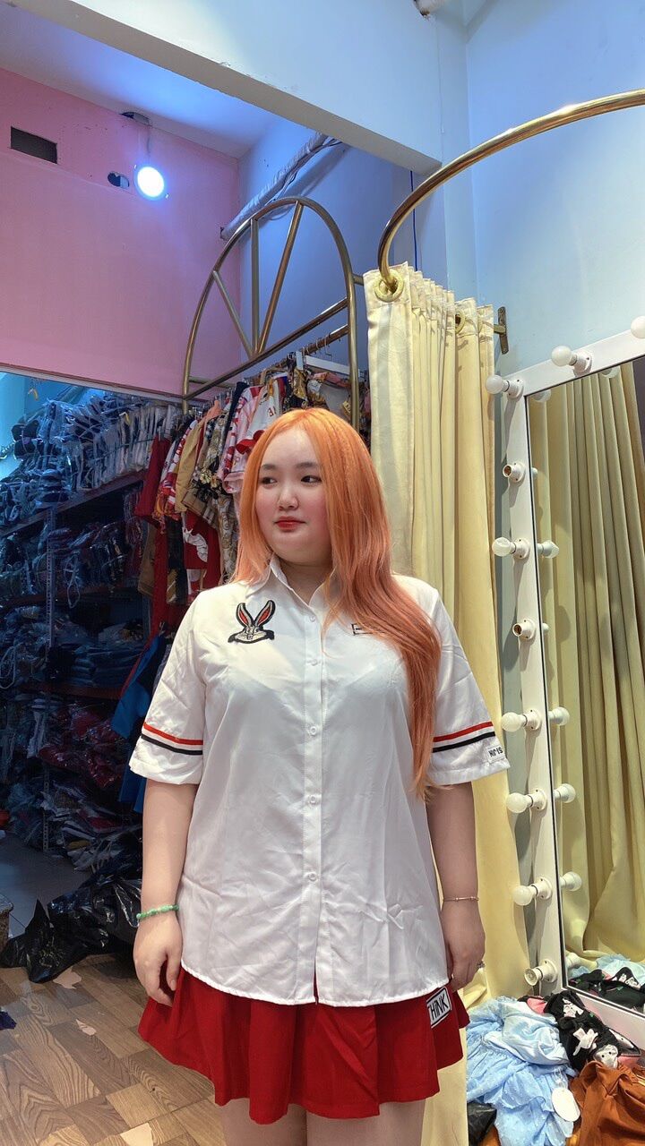 [Ảnh thật] 65-90kg Bigsize SET SƠ MI THỎ THÊU HÀN QUỐC