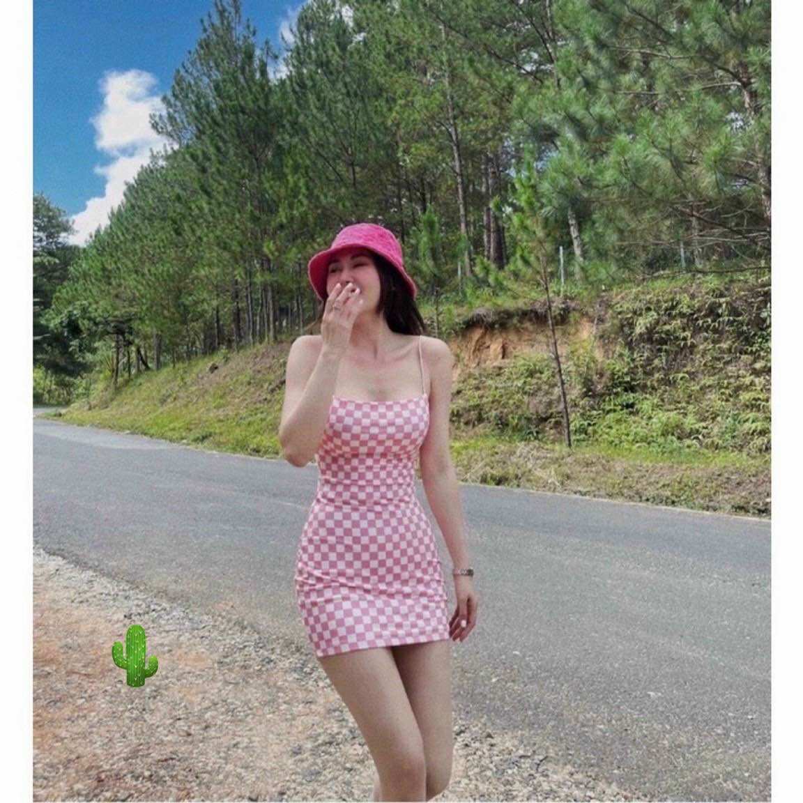 Đầm body sexy 2 dây thun gân