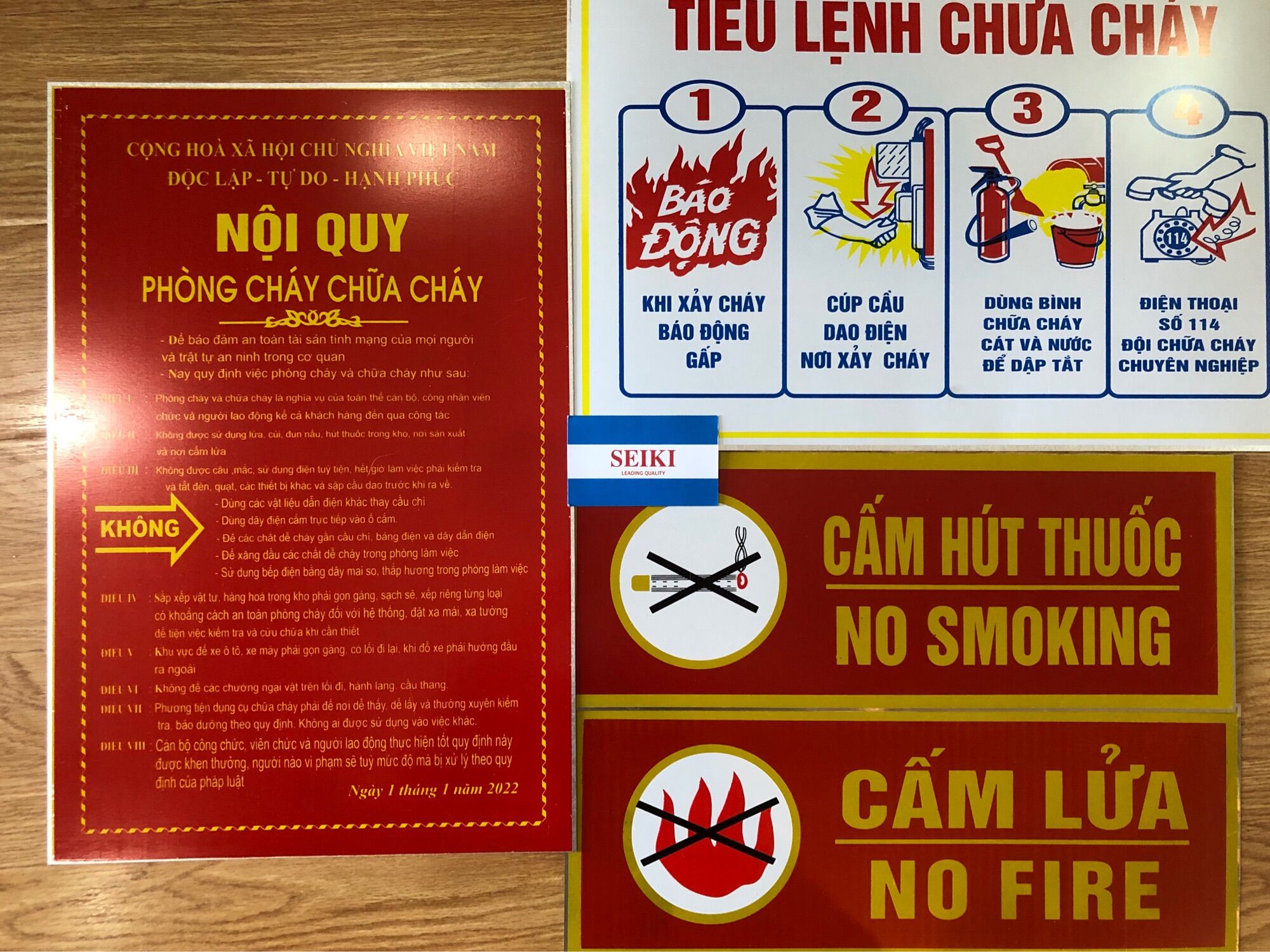 Bộ 4 tấm nội quy tiêu lệnh pccc