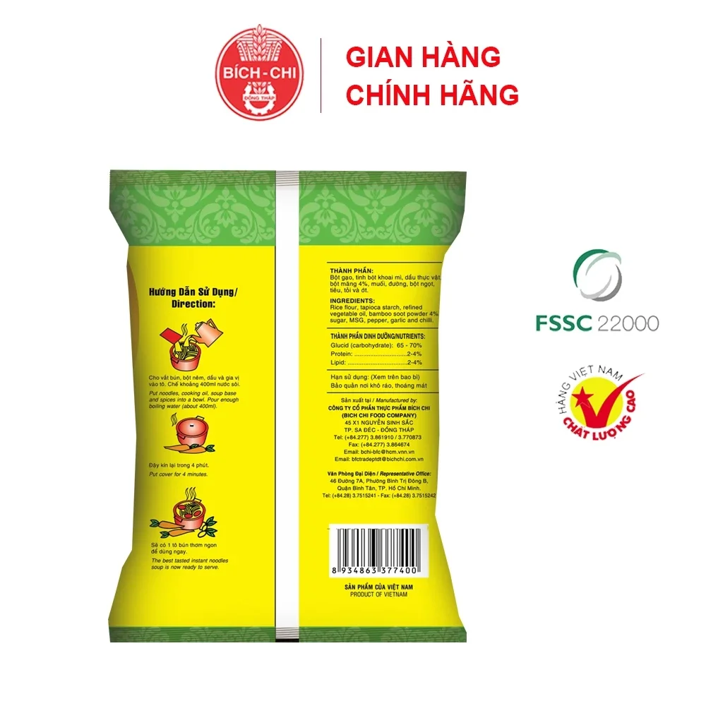 BÚN MĂNG CHAY VINA BÍCH CHI THÙNG 30 GÓI