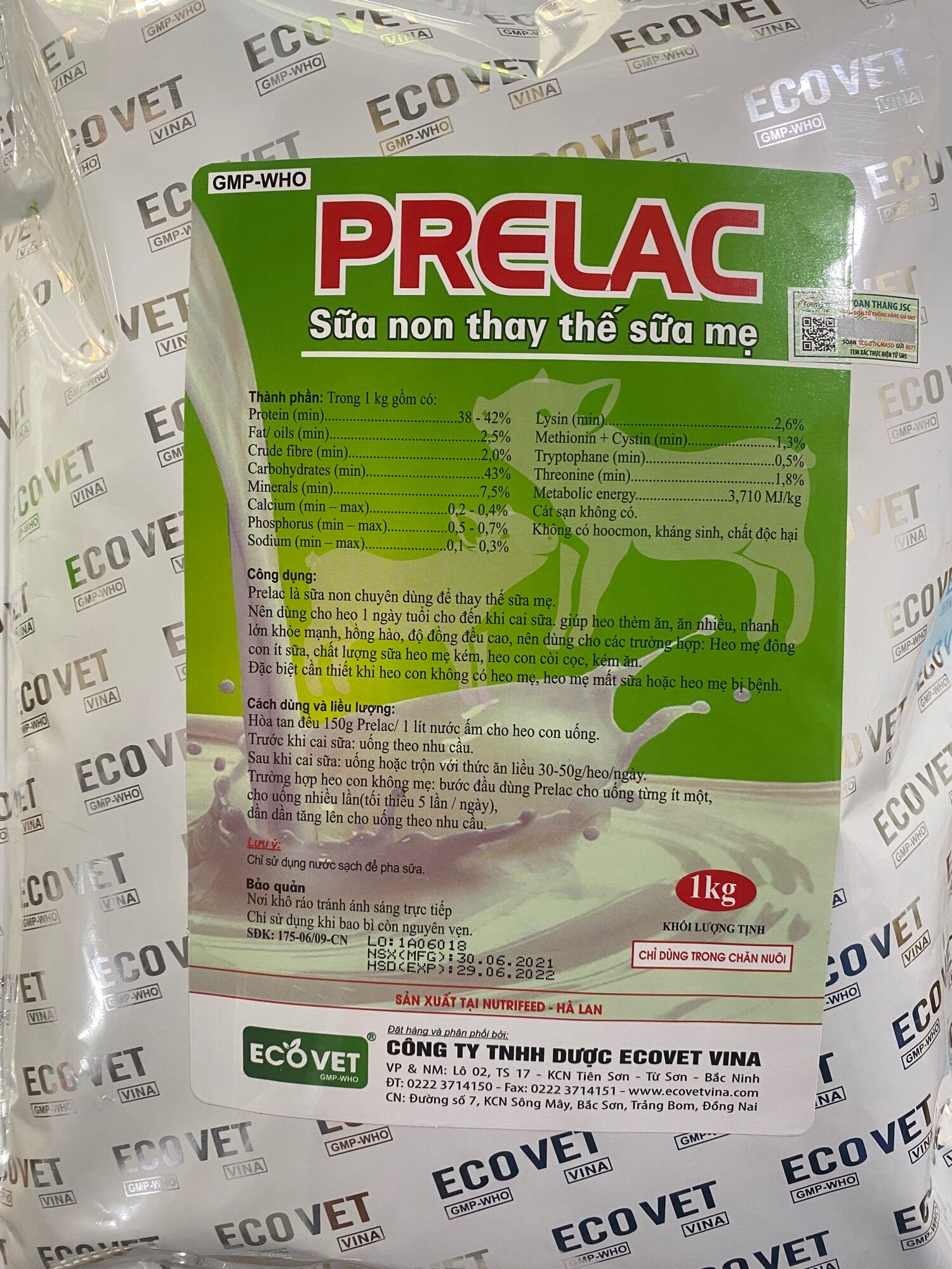 Prelac(1kg-10gói) Sữa non thay thế sữa Heo mẹ-Thú Y