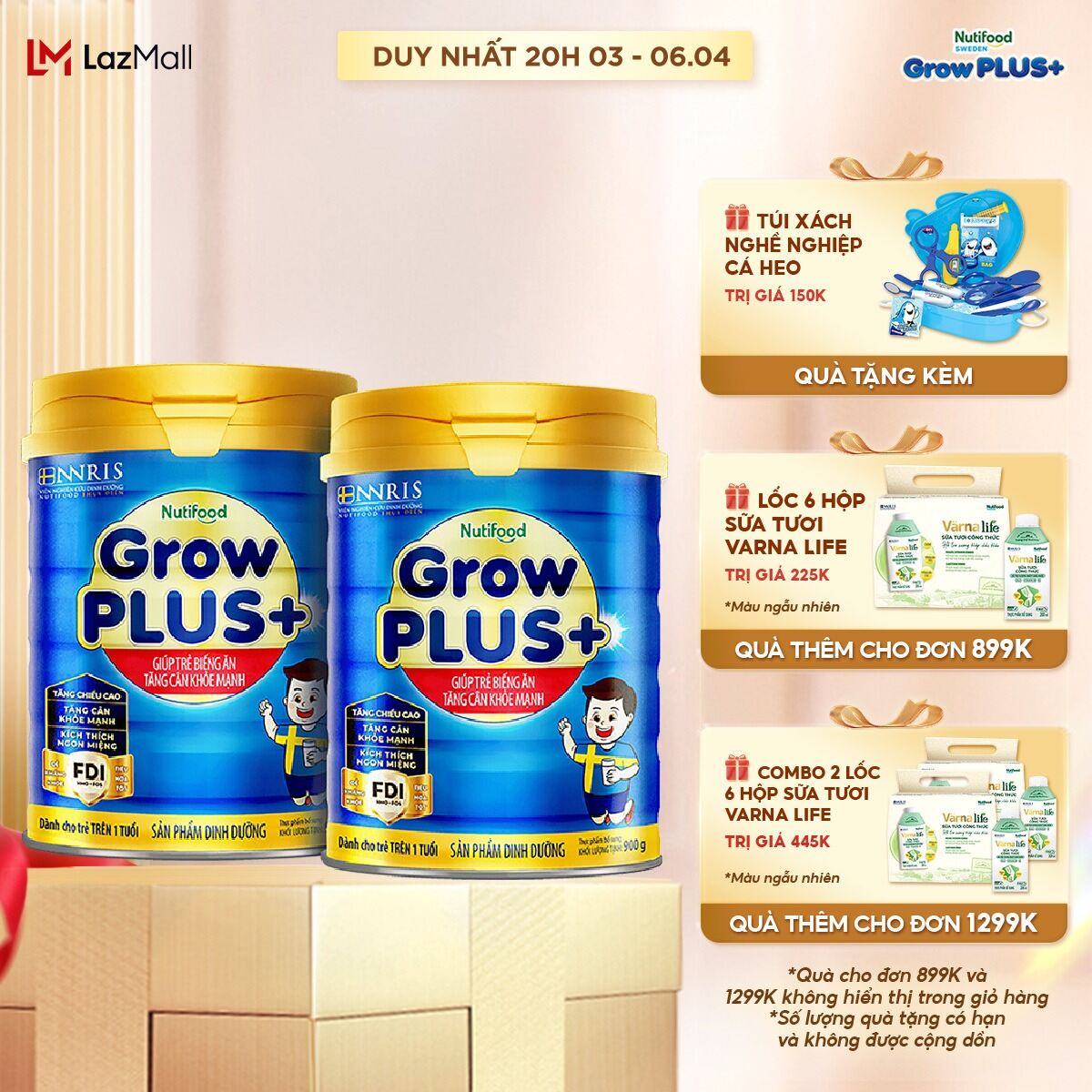 Combo 2 sữa bột GrowPLUS+ Biếng Ăn - Hỗ trợ kích thích ngon miệng, tăng cân khỏe mạnh  (Xanh) (2 lon x 900g)