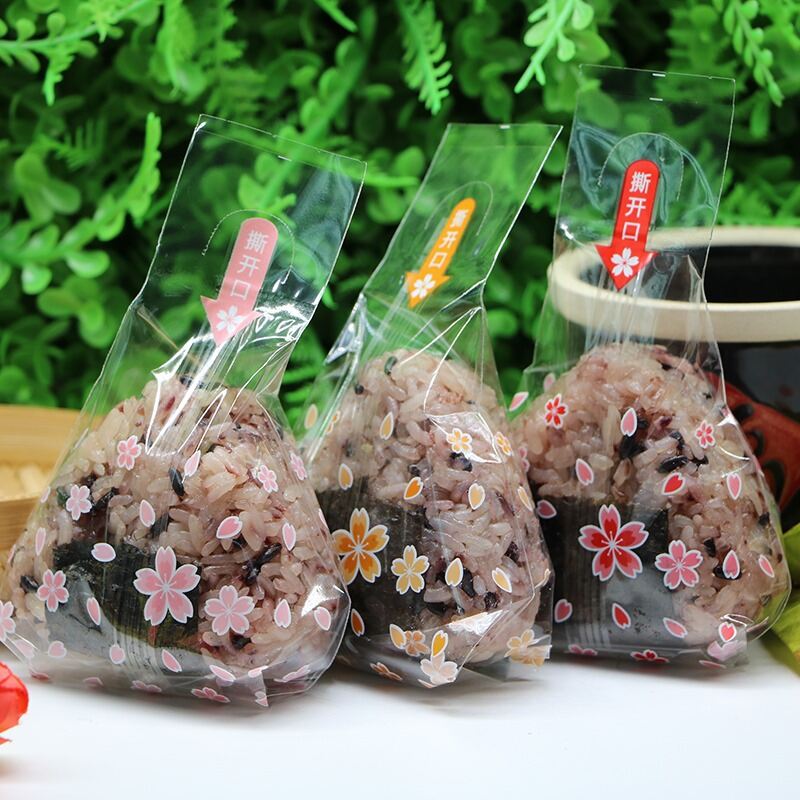 Grab-and-Go Plastic Wrap Bag Heating Bento Bakery Triangular Parcel Sushi Blank Rice Roll Roll Paper Packing Bags