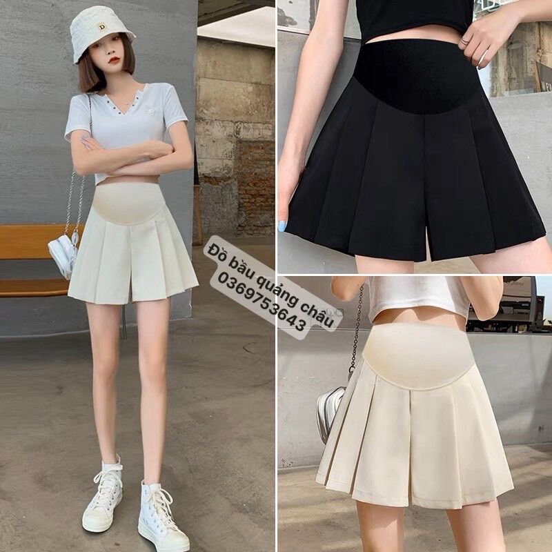 Quần đùi bầu xếp li siêu xinh, quần bầu quảng châu