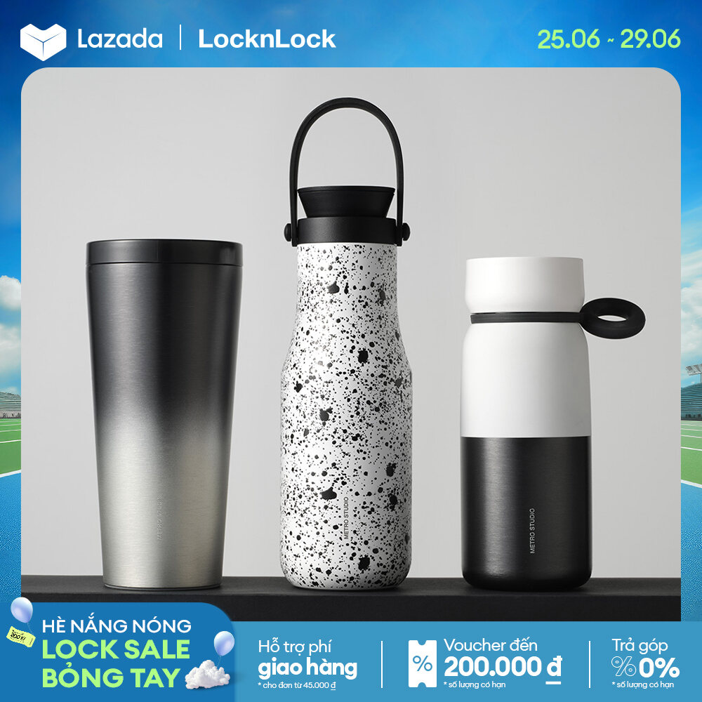 Phiên bản đặc biệt - Bình giữ nhiệt Lock&Lock Metro Studio Black&White nhiều dung tích 470ml - 480ml - 540ml - Màu đen / trắng