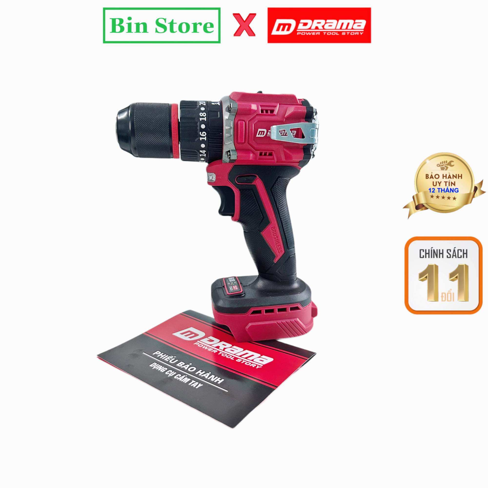  Thân Máy Khoan Pin 3 Chức Năng DRAMA D5521B - Có Khóa Trục Đầu 13mm - Không Chổi Than - dùng pin phổ thông makita 