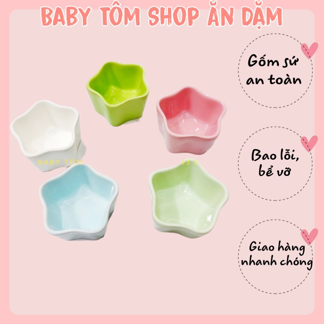 Bát ăn dặm gốm sứ hình ngôi sao 90ml ncc baby tôm