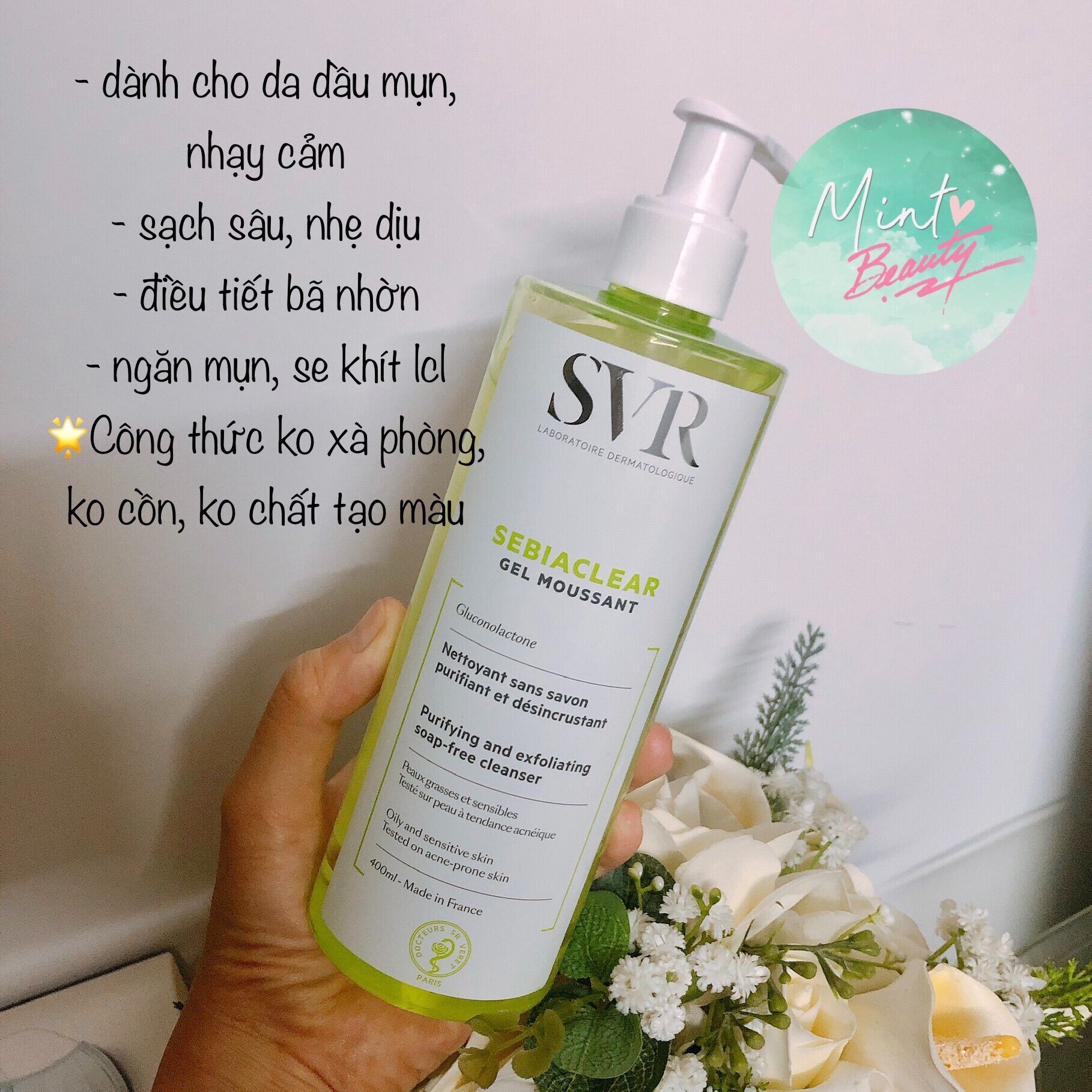Sữa rửa mặt SVR Sebiaclear Gel Moussant Pháp 400ml