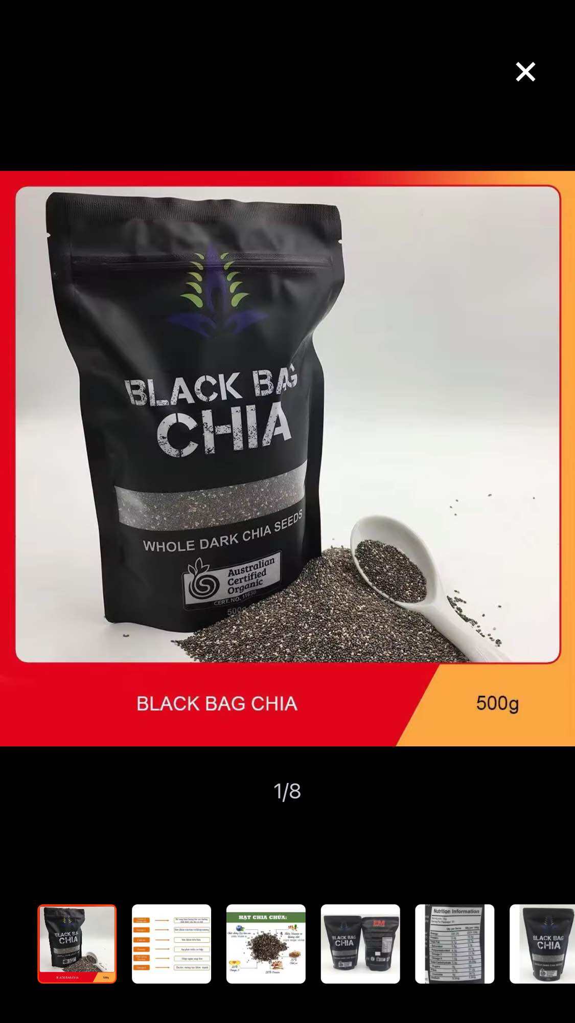 500g hạt chia, black bag Úc