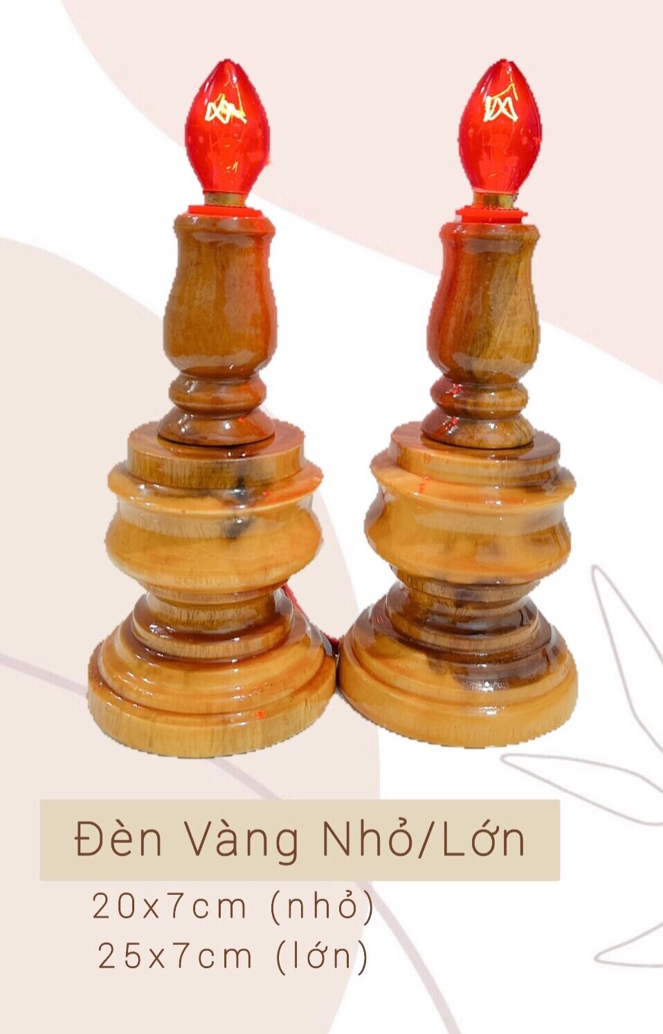 cặp đèn cầy gỗ tràm đèn nhỏ cao 20 cm