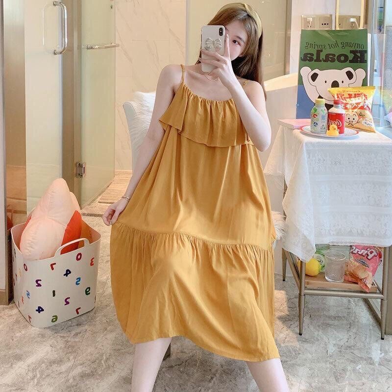 Váy lanh lụa, váy bầu, váy mặc nhà siêu mềm mát freesize