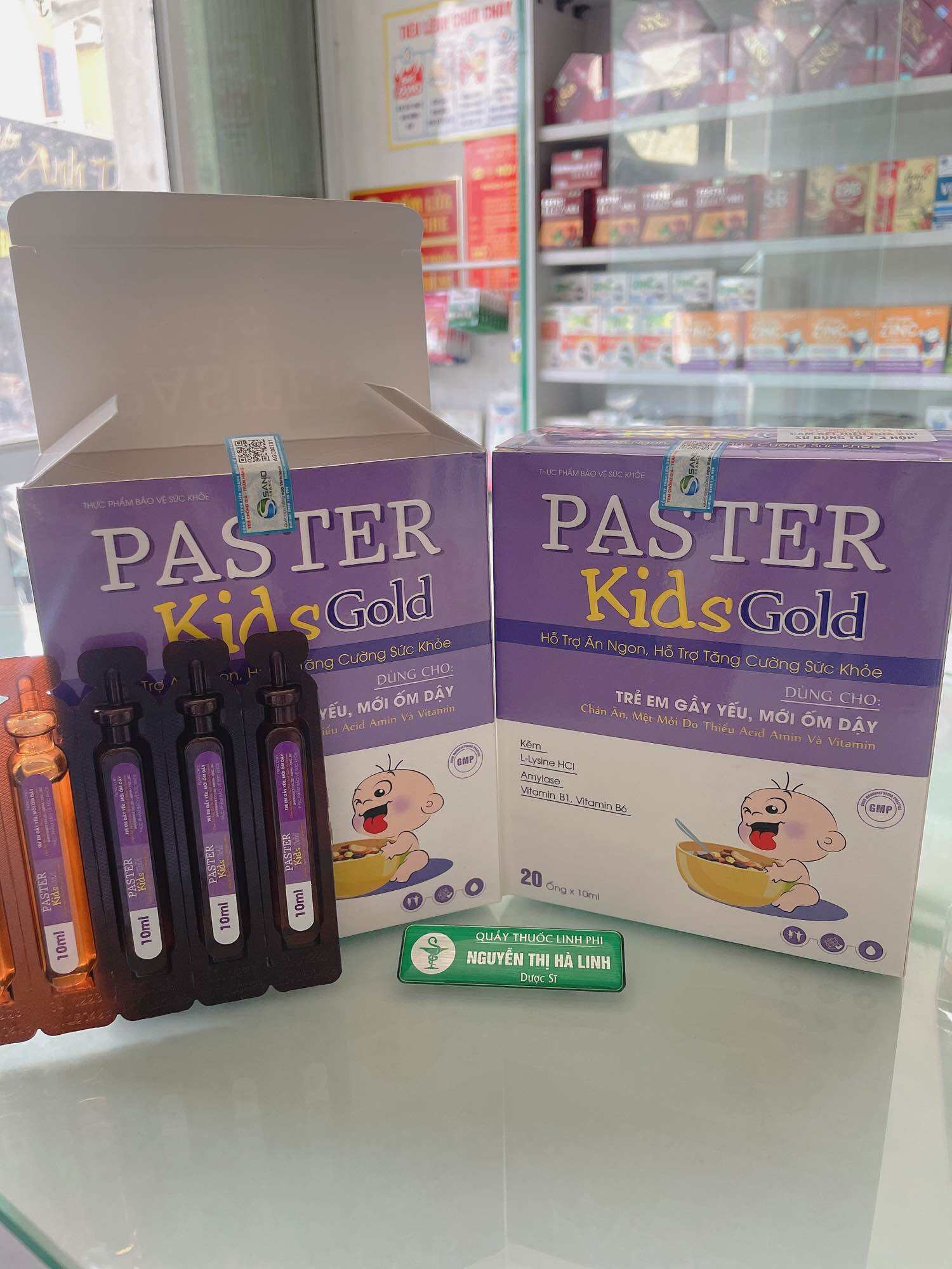 Tăng sức đề kháng paster kids gold dạng ống hộp 20 ống hương cốm non