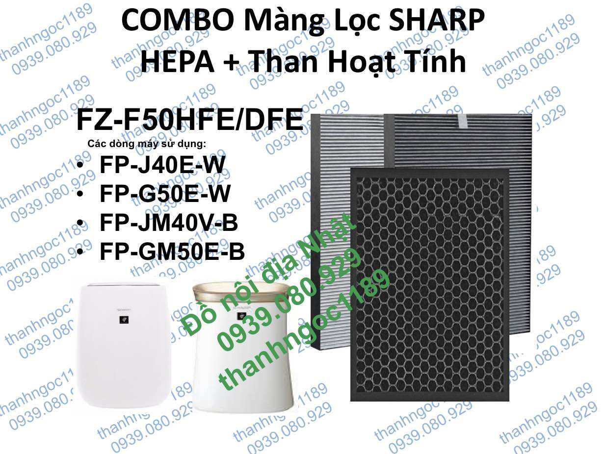 Combo màng lọc hepa+ than hoạt tính sharp fz-f50hfe