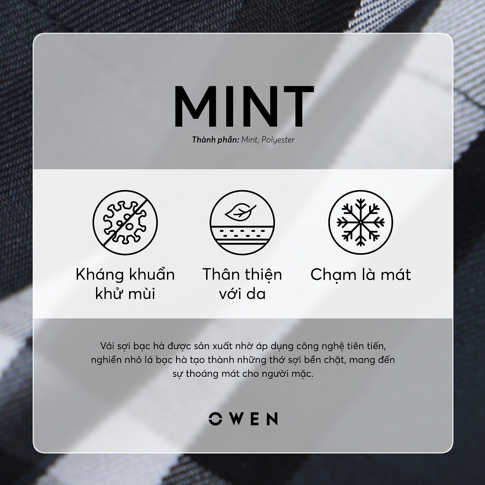 OWEN - Áo sơ mi ngắn tay Body Fit AB230375NT màu Navy chất liệu Mint-Polyester