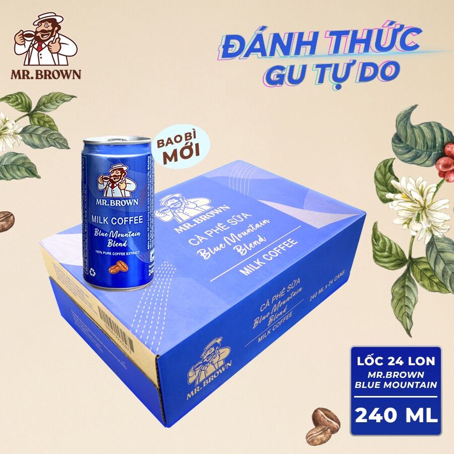 Thùng 24 lon cà phê Mr.Brown Blue Mountain (240ml)