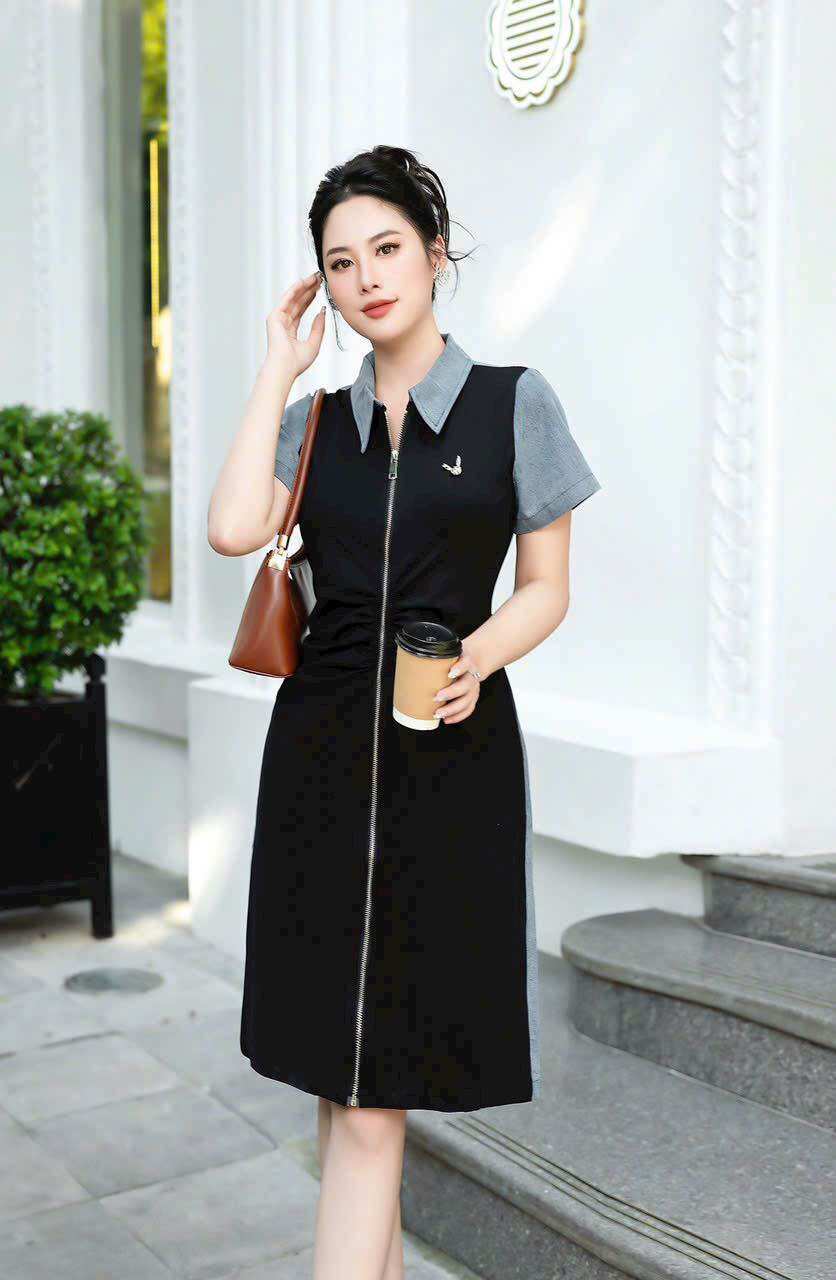 (HÀNG NHẬP -CAO CẤP) VÁY ĐẦM THUN PHỐI JEAN TRẺ TRUNG