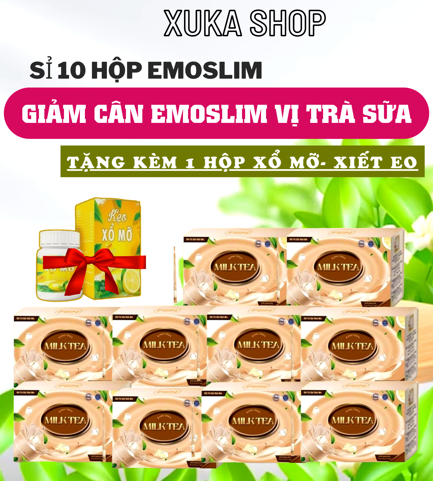 [TẶNG QUÀ ] 10 Hộp trà sữa E M O giảm cân cấp tốc
