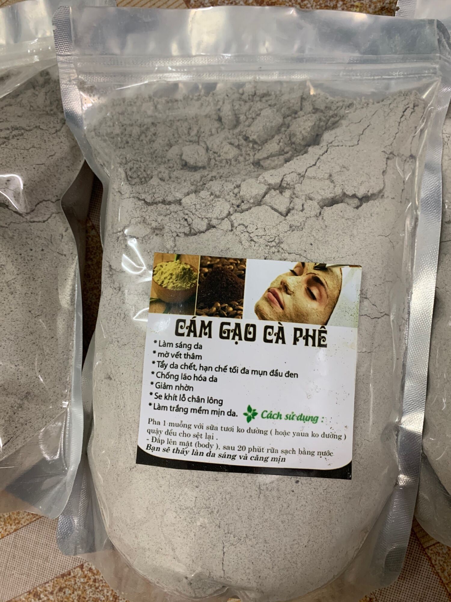 Cám Gạo Cà Phê Tẩy Da Chết Gói 1Kg