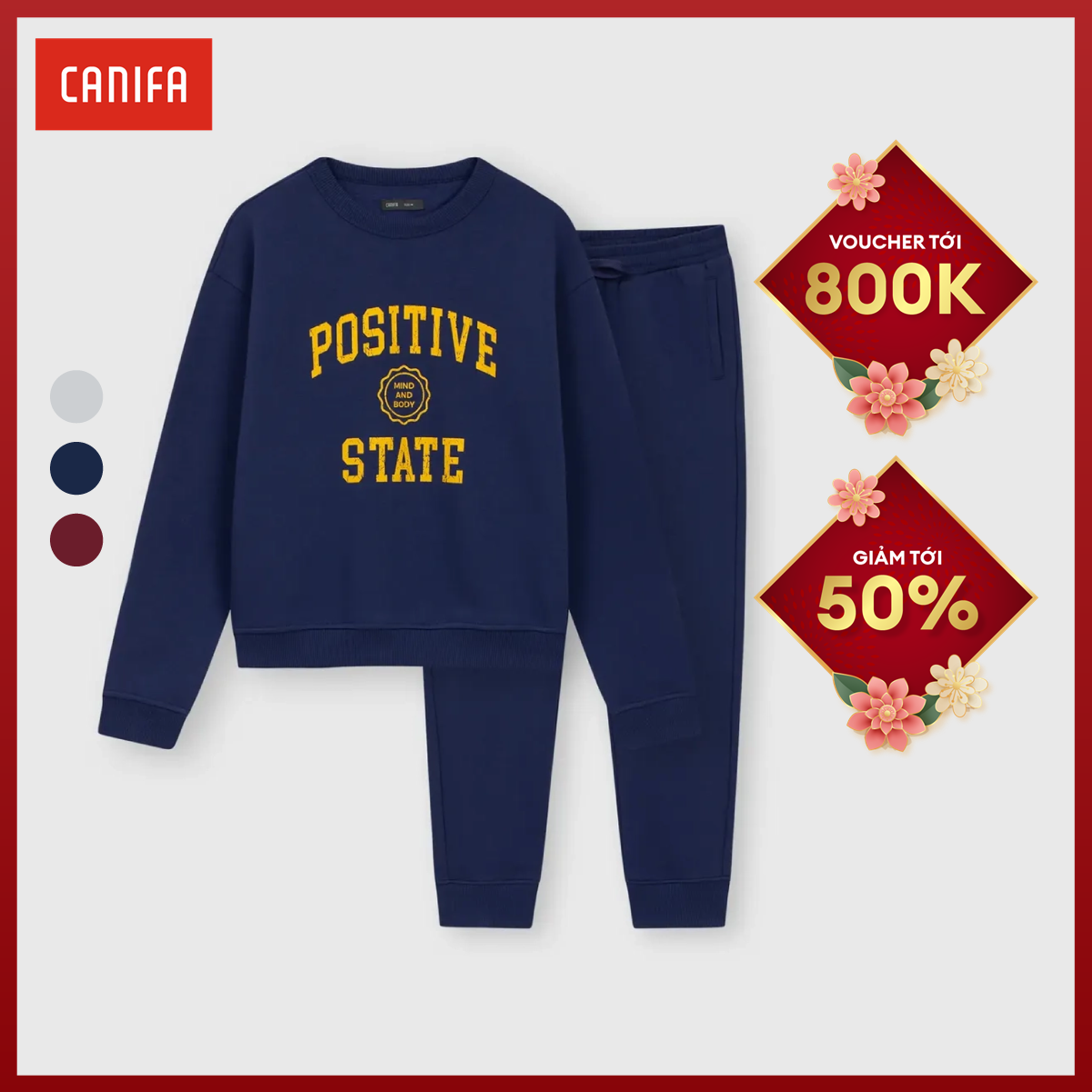 [15-17.4 VOUCHER TỚI 1 TRIỆU] Bộ quần áo nỉ nữ CANIFA dài tay quần dài có hình in 6ST23W005