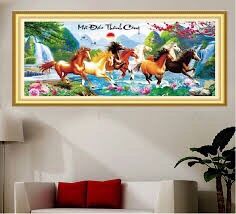 Tranh thêu chữ thập mã đáo thành công kt 180x80 cm thêu kín