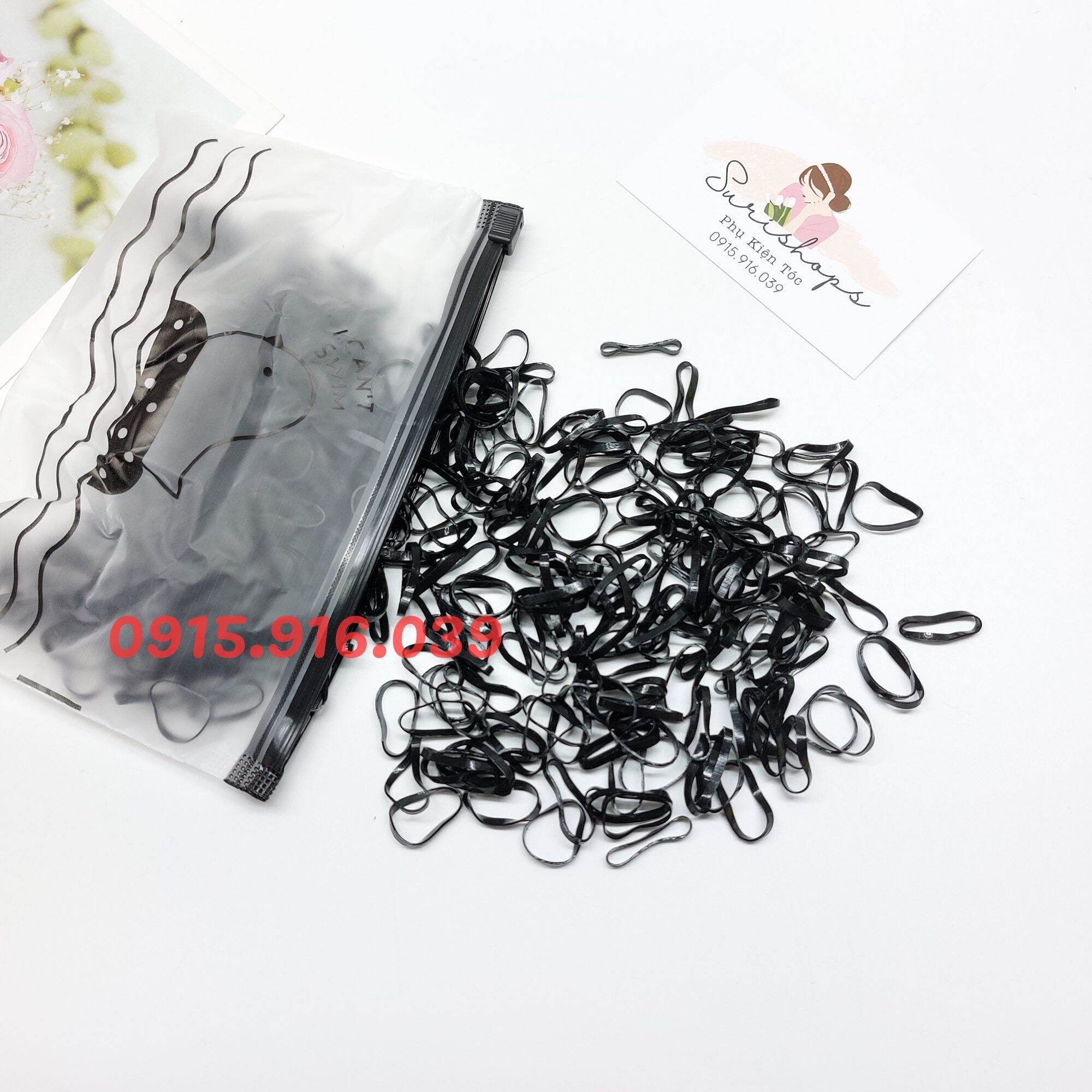 Thun cột tóc túi zip, chun buộc tóc size nhỏ