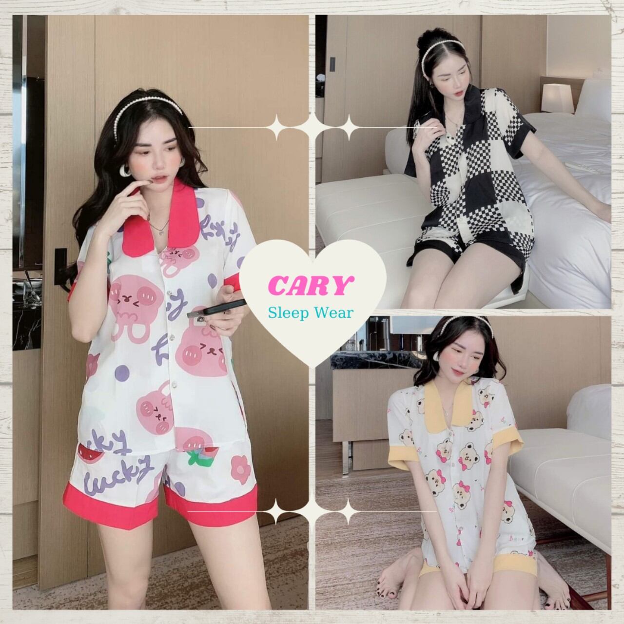 Đồ bộ pijama đùi phối cổ sen vải Kate Lụa Freesize dưới 65kg