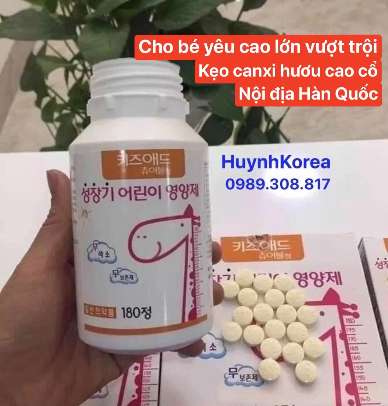 Kẹo canxi hươu cao cổ Hàn Quốc 1 lọ 180 viên - Cho bé yêu cao lớn, thông minh, khoẻ mạnh