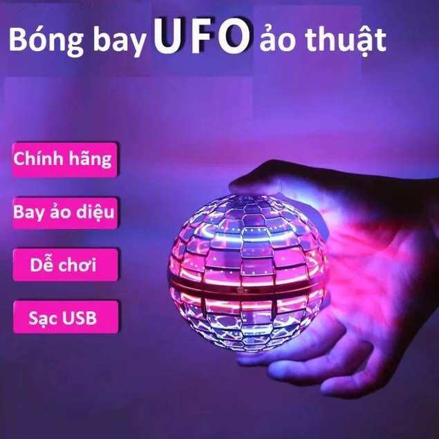Bóng Bay UFO Quả Cầu Ma Thuật Phát Sáng Lơ Lửng Có Đèn Nhấp Nháy Nhiều Màu