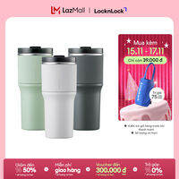 LHC4277 - Bình giữ nhiệt LocknLock Metro Drive 650ml kèm ống hút và cọ rửa - Nắp trong suốt, thân bình thép không gỉ - Hàng chính hãng