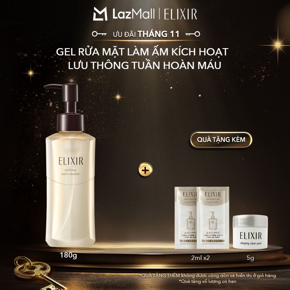 Gel rửa mặt sạch sâu dưỡng ẩm Elixir Clarifying Warm Cleanser 180g