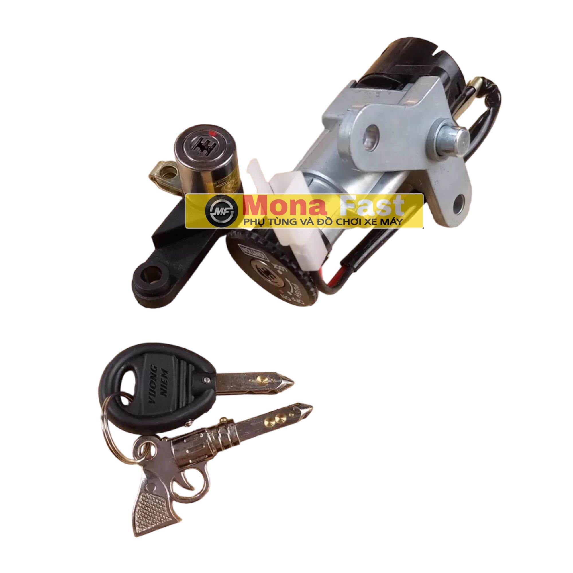 Bộ ổ khoá Sirius chống trộm 6 cạnh dùng cho xe nhật 2 dây Vương Niệm