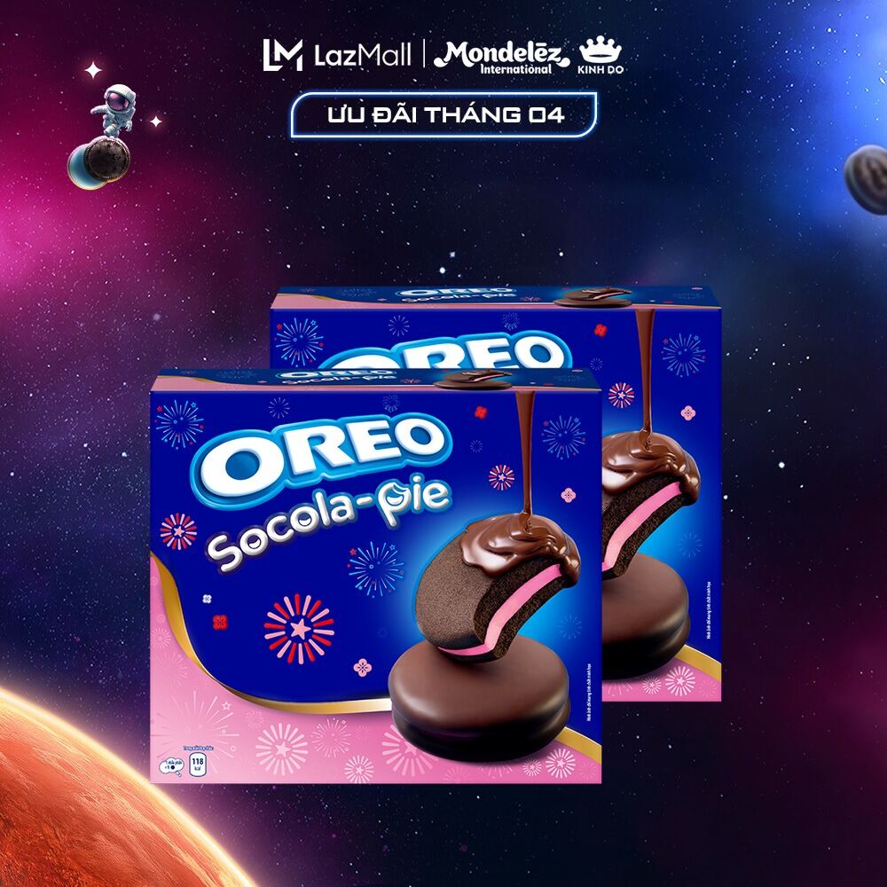 Bánh Oreo Pie Vị Dâu, Combo 2 Hộp X 336G