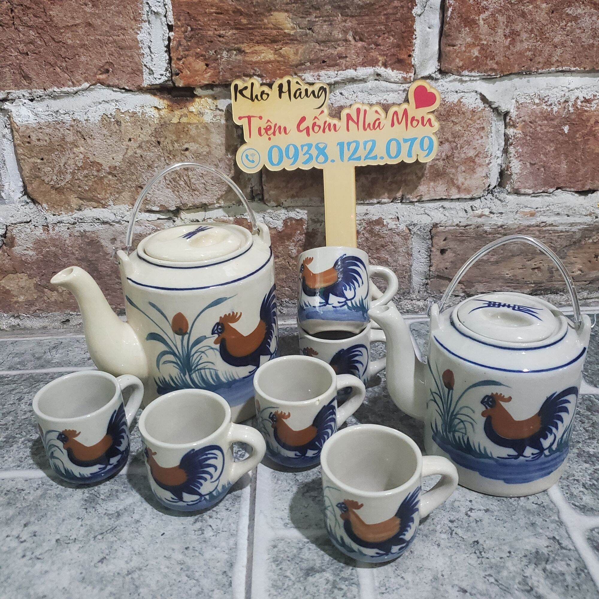 [LIMITED]BỘ BÌNH TRÀ CON GÀ LÀM BẰNG ĐẤT CAO LANH CAO CẤP (7 MÓN)