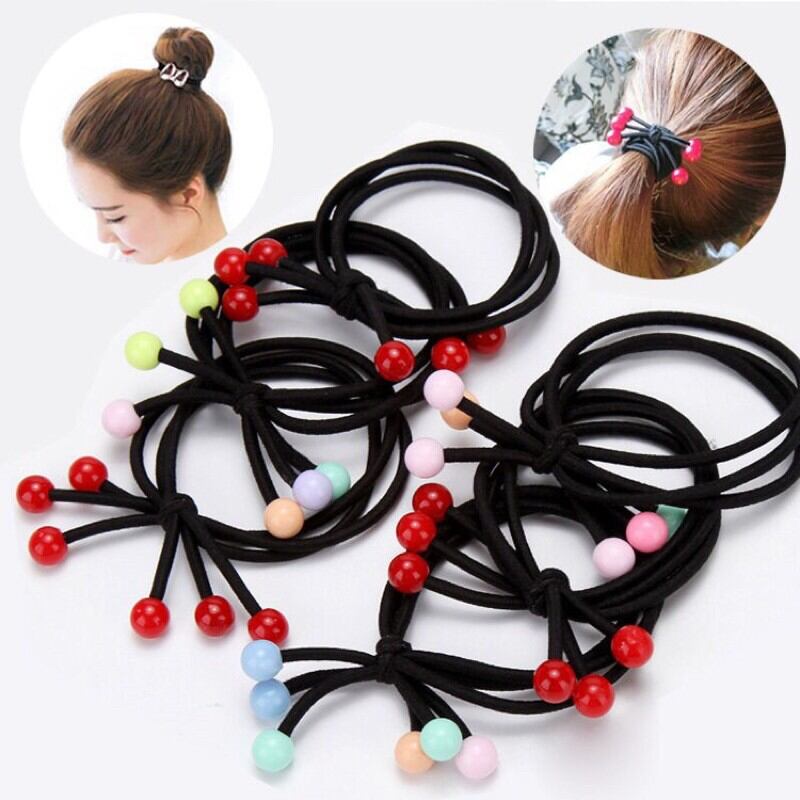 dây cột tóc đính cườm nhiều màu ( giao màu ngẫu nhiên)