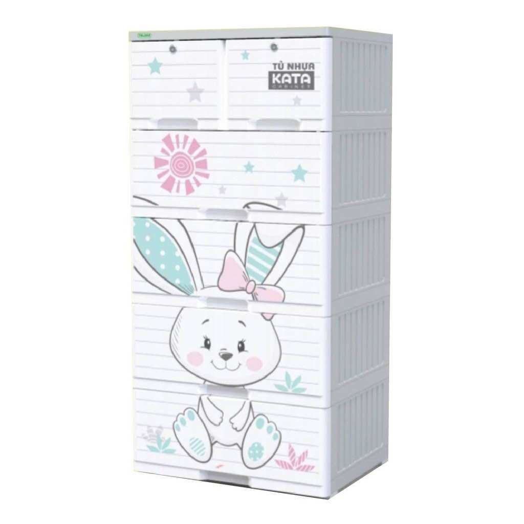Tủ nhựa 5 tầng kata có bánh xe kata đựng quần áo cho bé cưng - nội thất Khả Vy