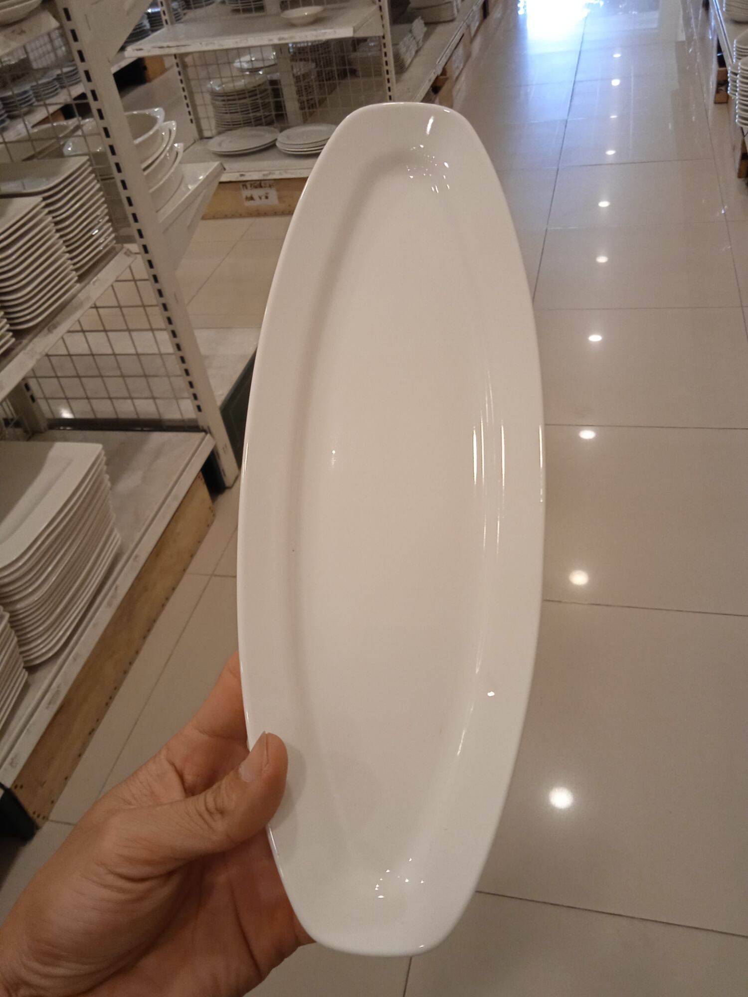 Dĩa oval 28cm gốm sứ Minh Long - Trắng ngà
