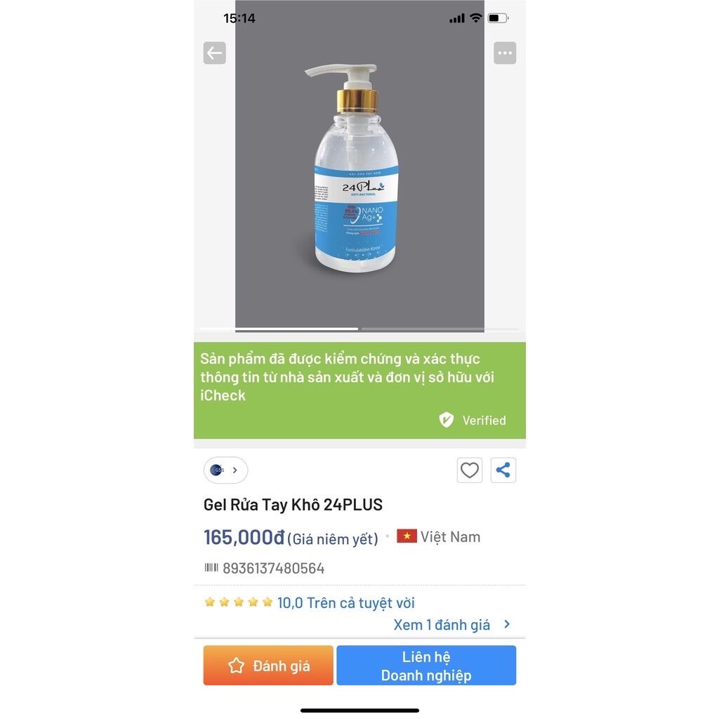 Gel Rửa Tay Khô 24 Plus 500ml