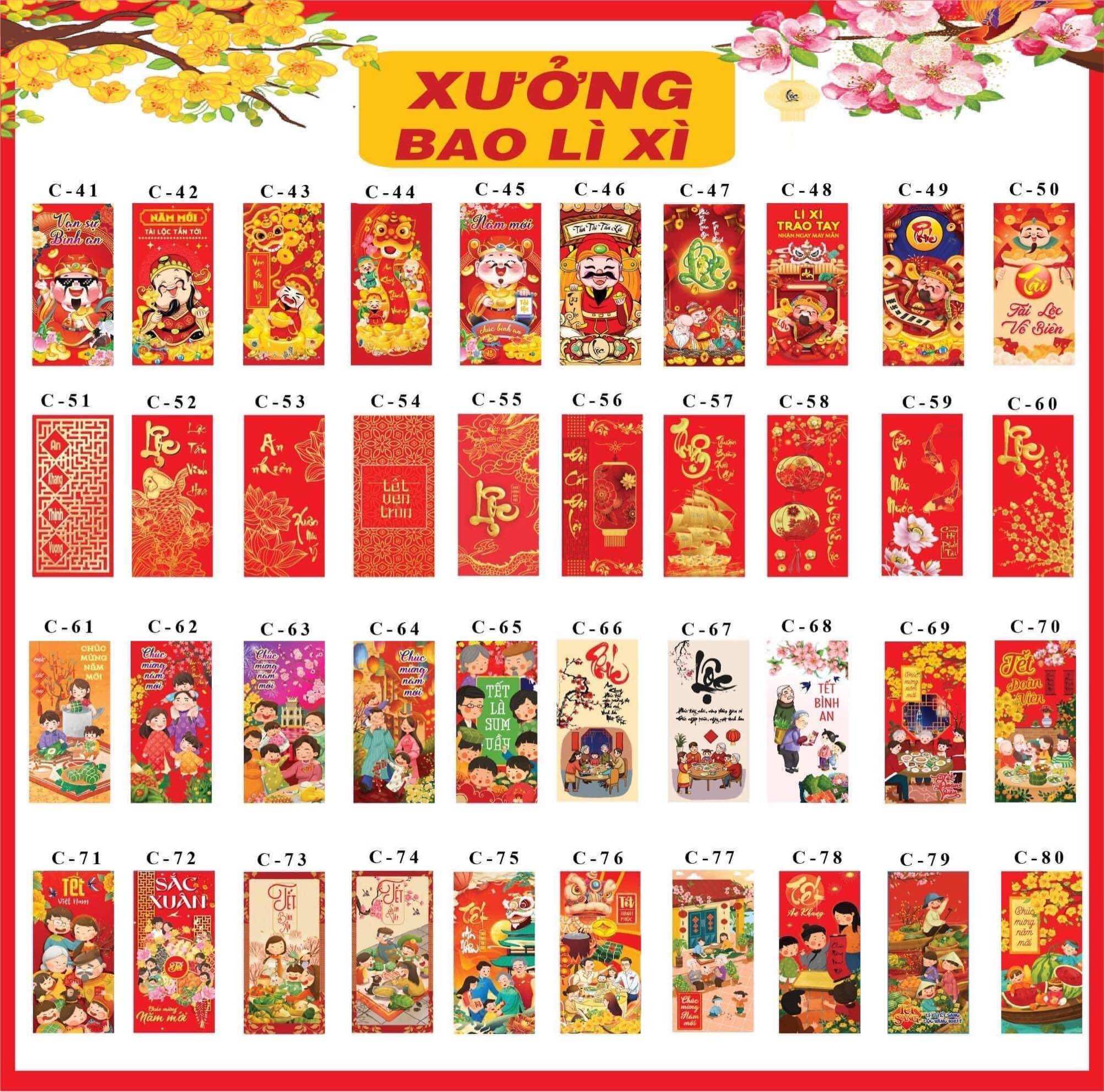 Combo 500 bao lì xì 2024 mix nhiều mẫu giá rẻ