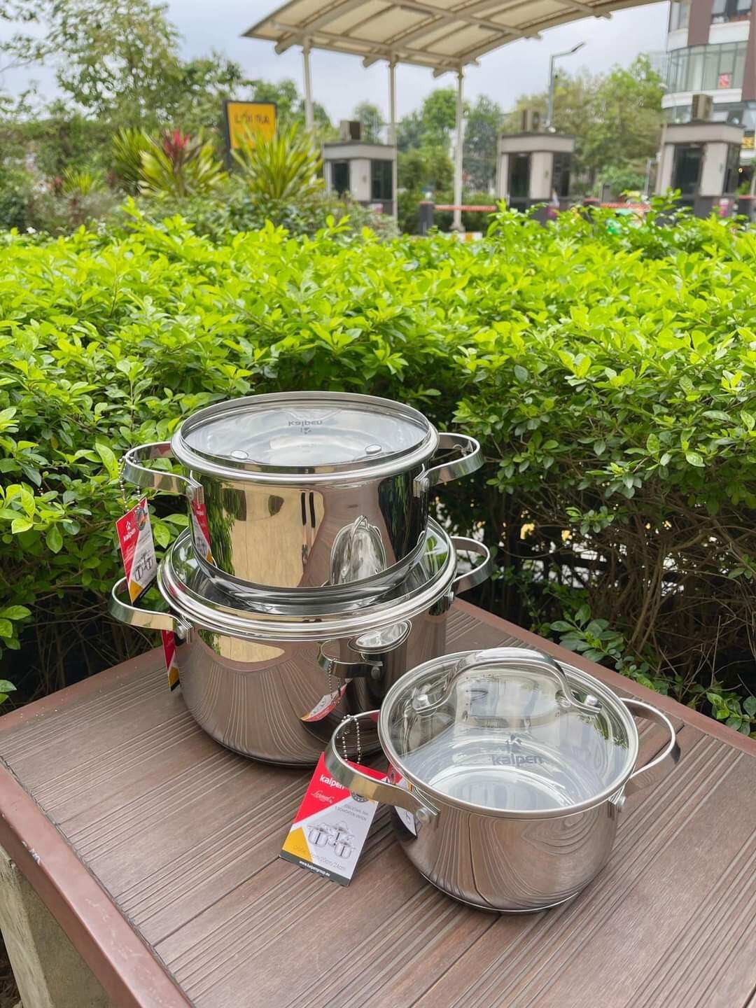 Bộ 3 nồi inox 304 5 đáy cao cấp kalpen lermat