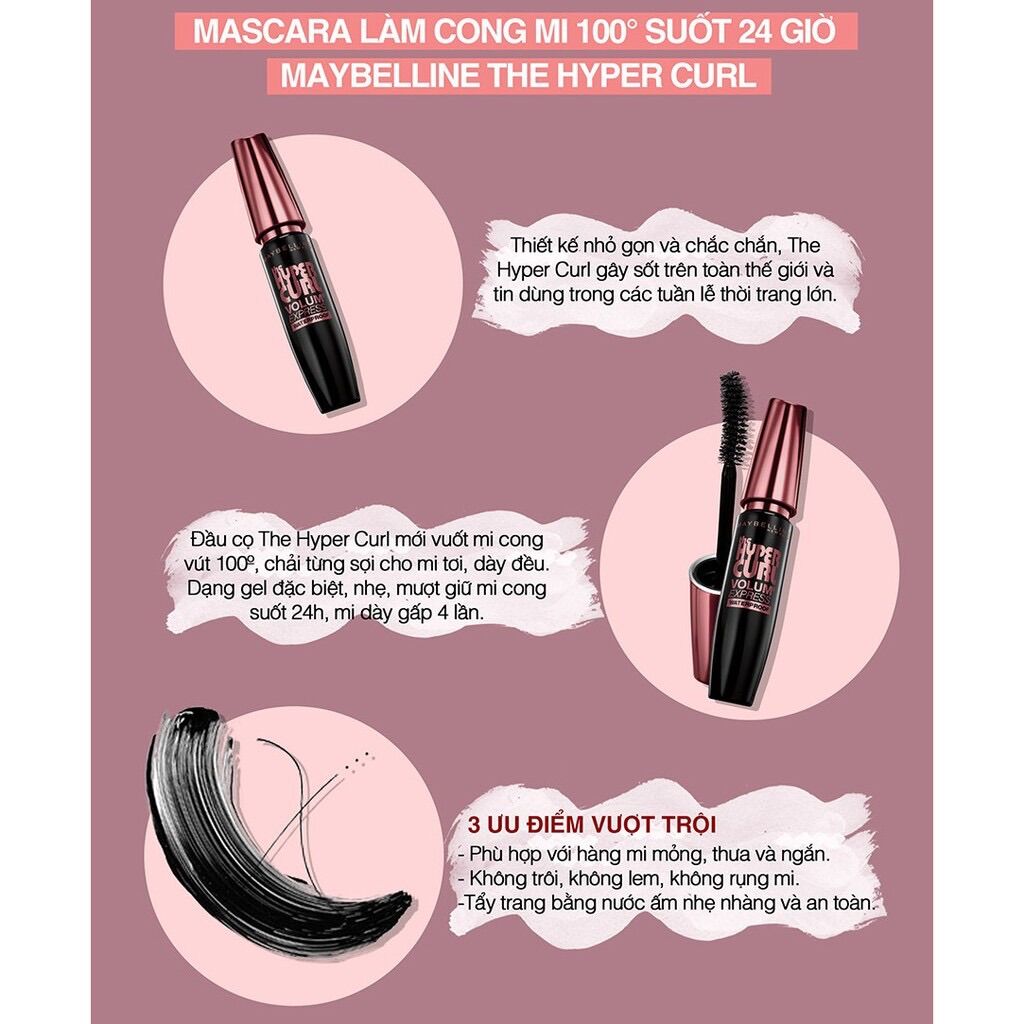 [ JunHee AUTH ] Mascara MAYBELLINE HYPER CURL CHÍNH HÃNG THÁI LAN