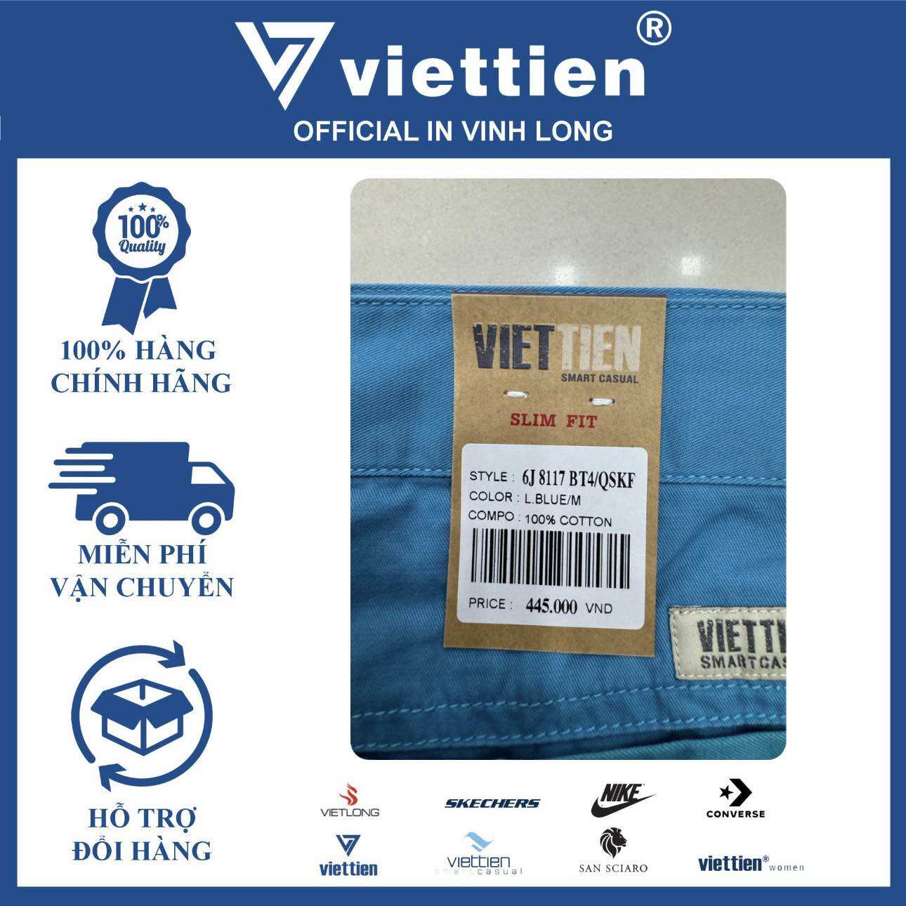 Quần Short Kaki Việt Tiến form SlimFit còn size 29-34 (6J8117BT4)