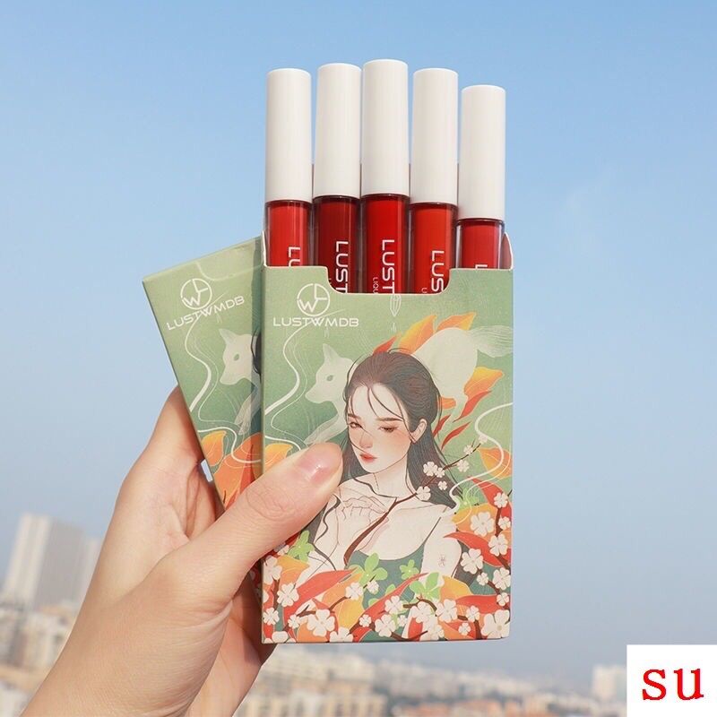Sét son 5 cây cô gái hoa anh đào, son lỳ màu đẹp