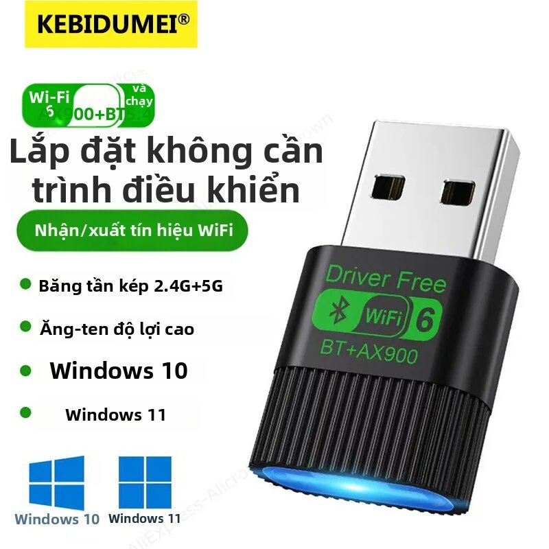kebidumei | KEBIDUMEI 2 Trong 1 WiFi6 AX900 Thẻ Mạng WiFi USB Băng Tần Kép Bluetooth 5.4 Bộ Điều Hợp Không Dây 2.4/5GHz 900Mbps Cho Windows 10/11 Giá 122,400 Đồng*Miễn phí vận chuyển