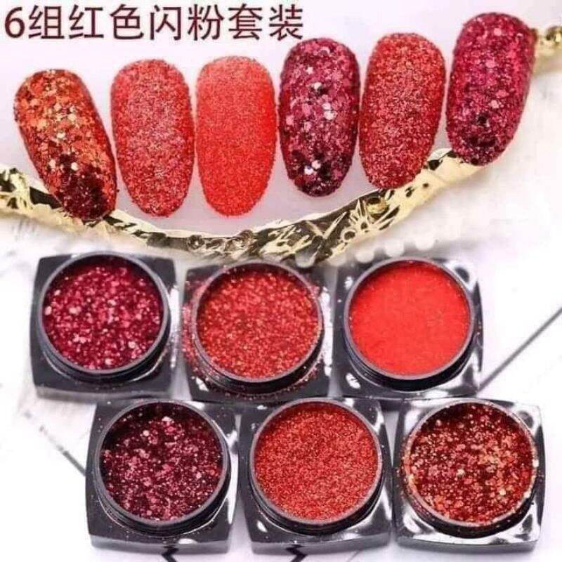 [HCM]Sét nhũ rắc đỏ 6 hũ nổi bật