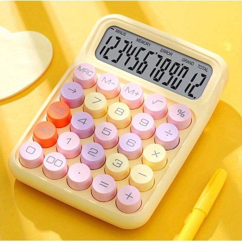 1 máy tính để bàn bàn phím máy tính 12 chữ số cơ màu kẹo dễ thương trang trí văn phòng phẩm, văn phòng tem