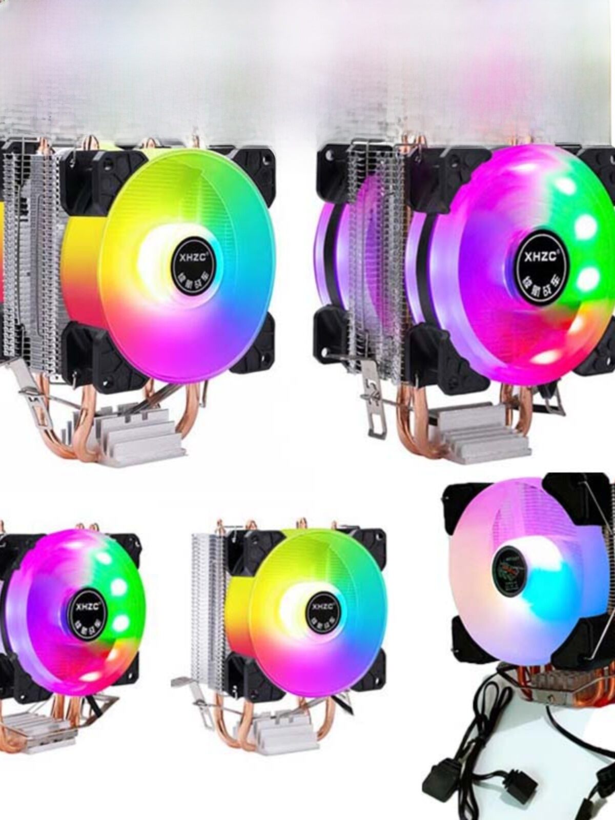 Linh kiện máy tính XHZC - Dual Copper Pipe CPU Cooler RGB PWM Temperature Control Silent Fan Giá 131,000 Đồng*Miễn phí vận chuyển